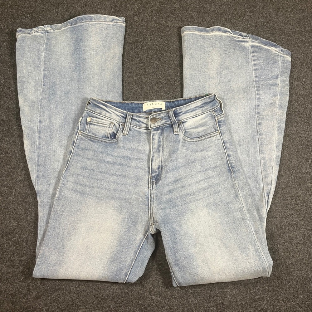 Nature by Kancan High Rise Super Flare Jeans Light Wash Bell Bottom Size 7 27